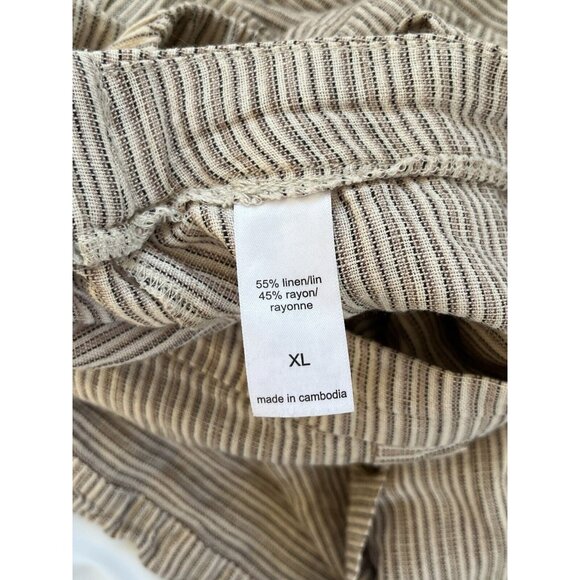 Maurices Midi‎ Skirt Women XL Striped Linen Modest Elastic Waist Button-Front - Picture 6 of 8